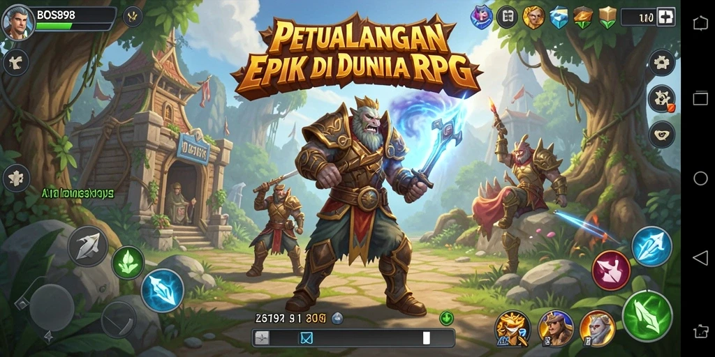 Tampilan gameplay menakjubkan dari BOS898 di dunia RPG yang penuh warna.