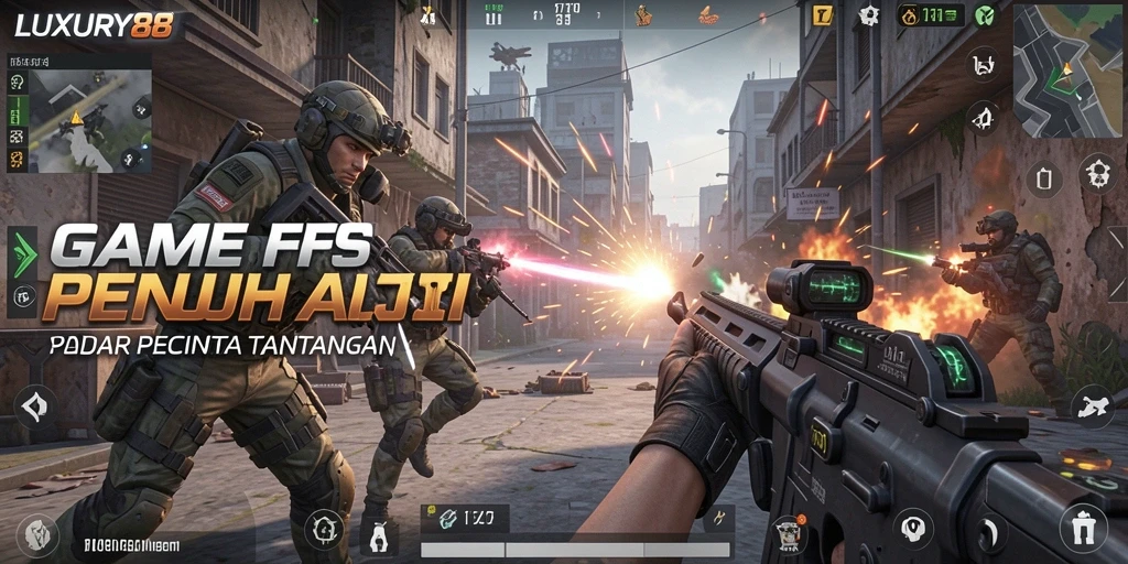 Tangkapan layar gameplay yang menunjukkan aksi menembak yang mendebarkan dalam LUXURY88.