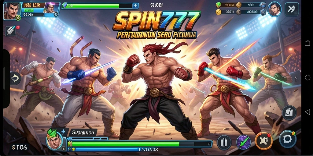 Tampilan gameplay SPIN777 yang memukau dengan pertarungan yang intens.