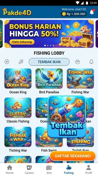 Screenshot dari aplikasi pakde4d dengan daftar aplikasi terbaru.